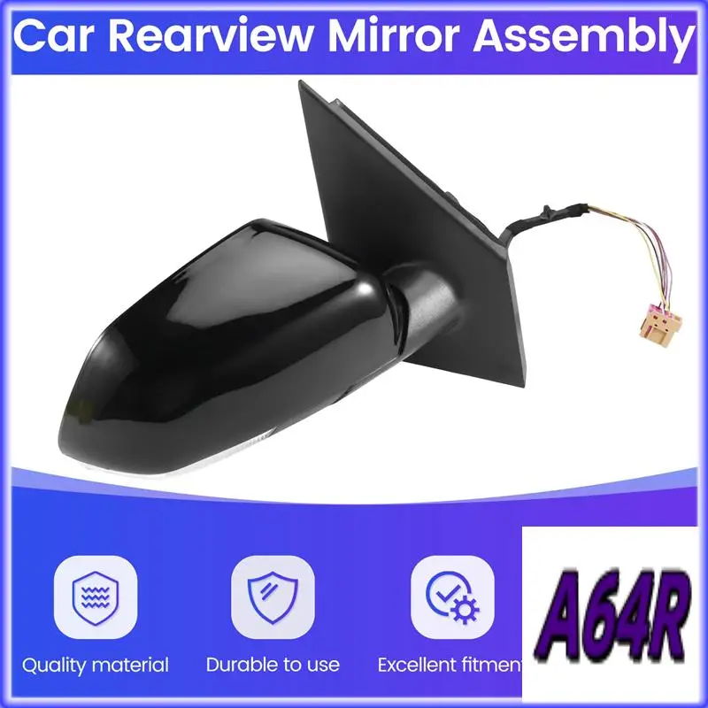 

R4-Car Rearview Mirror Assembly Exterior Door Side Wing Mirror With Turn Signal Lights For VW Polo 2006-2010 Right