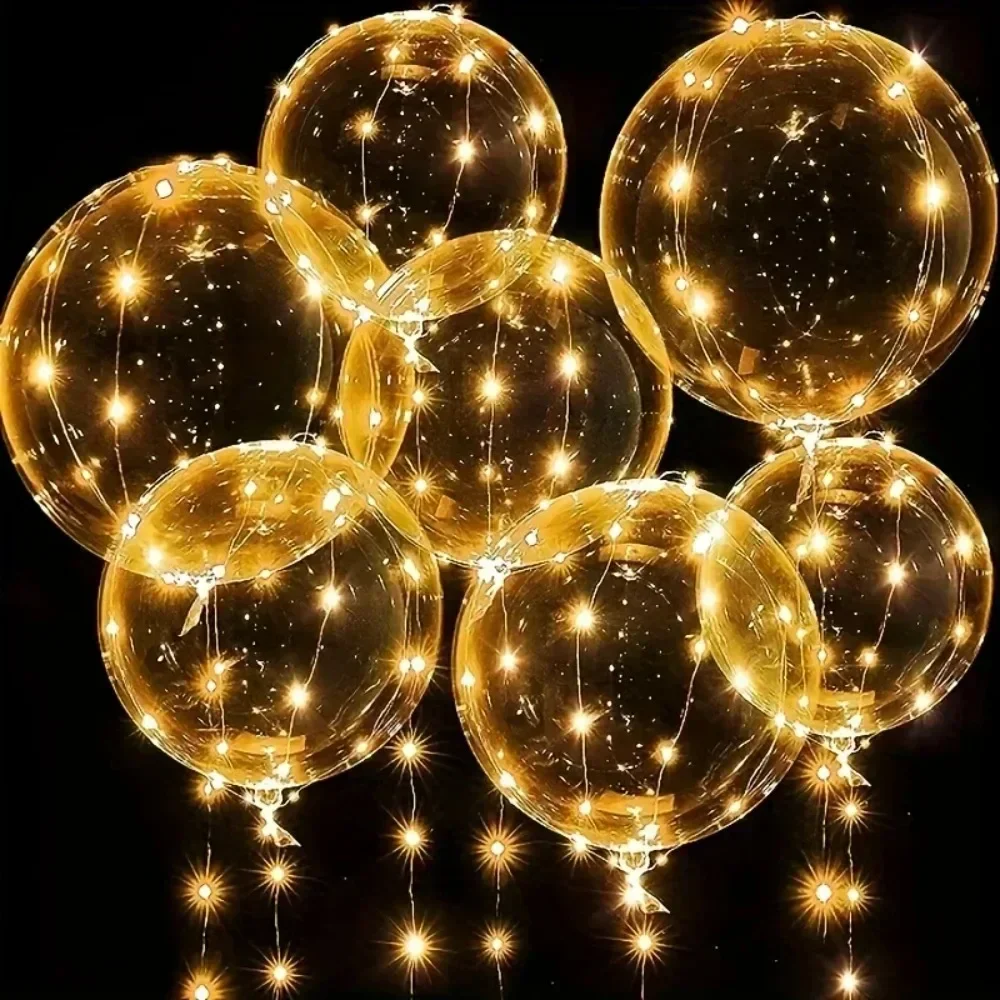 

2025 Halloween 50Pcs LED Luminous Bobo Balloons with Light String Clear Balloon Festival Decor Birthday Wedding Party Supplies