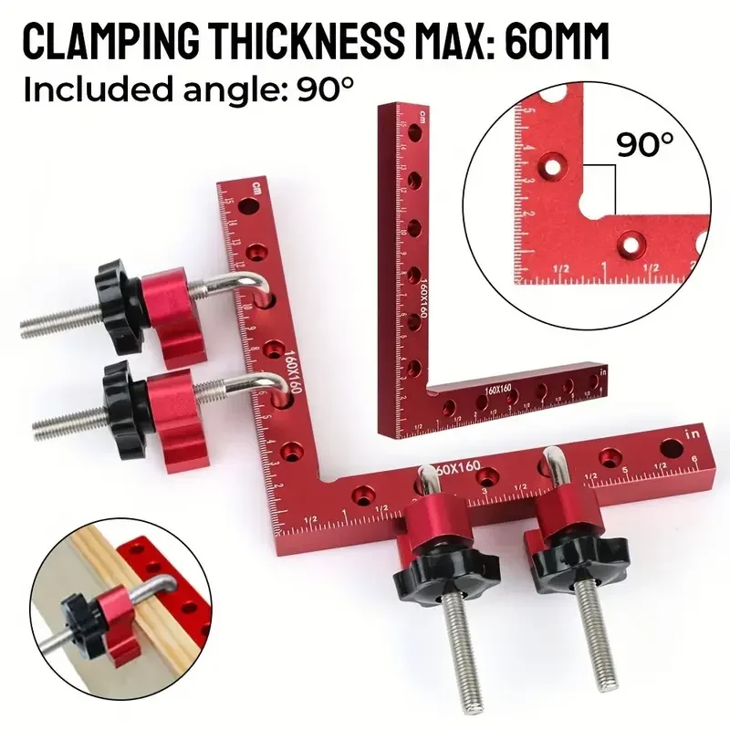 120/140/160mm Right Angle Fixing Clip 90 Degree L-shaped Auxiliary Fixture Positioning Panel Clip Woodworking Clamping Tool