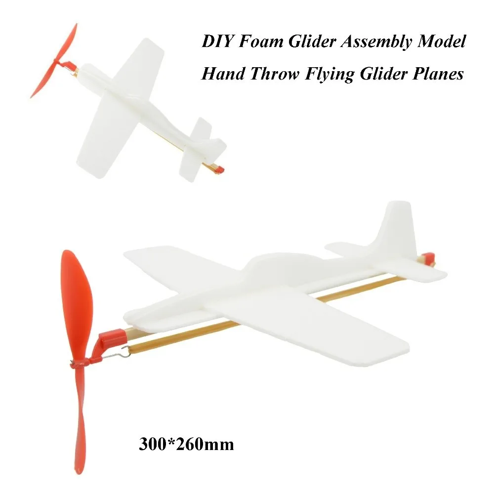 

Ligthweight DIY Airplane Model Rubber Bands Power 300*260mm Foam Glider Assembly Model Children Gift Educational Experiment