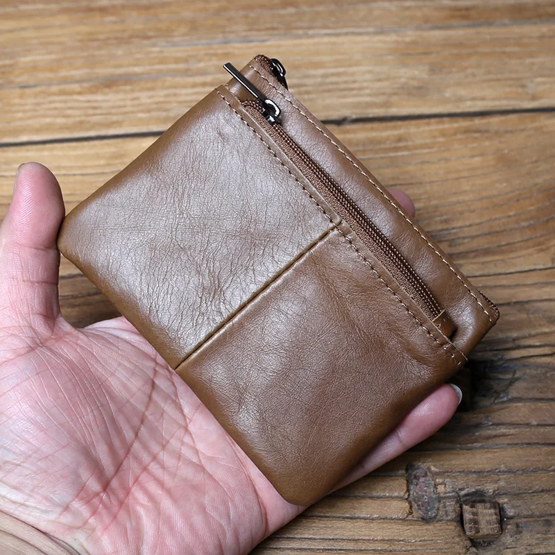 NZPJ Vintage Echtes Leder Herren Null Brieftasche Natürliches Rindsleder Reißverschluss Schlüsseltasche Damen Bankkartentasche Mini Münztasche Kartenhalter – Detail 14