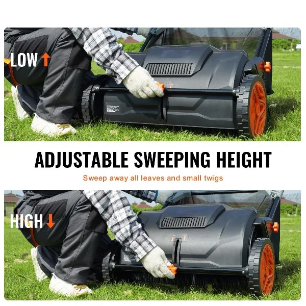 Push Lawn Sweeper, 21 Inch Leaf & Grass Collector, Strong Plastic Wheels & Heavy Duty Thickened Steel Durable to Use with Large Capacity 3.5 Cu. ft. Mesh Collection Hopper Bag, 2 Spinning Brushes