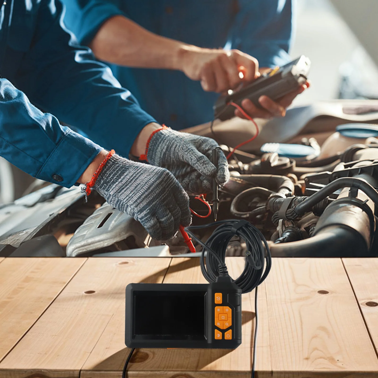 

4.3in Screen Borescope 1080P Industrial Borescope Dark Environments Underwater 8 LED Lights IP67 Waterproof Ready-to-use