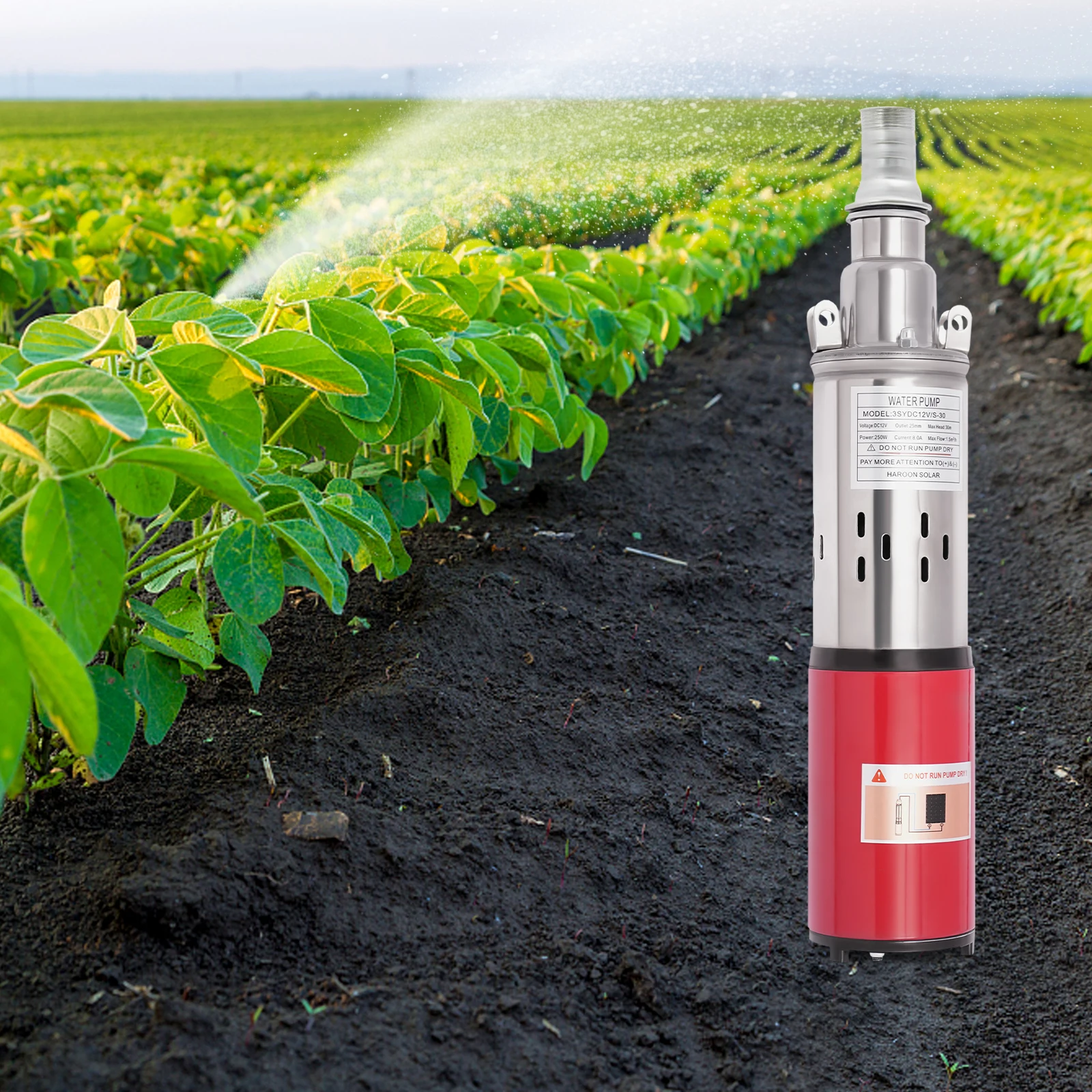 Stabiele zilveren en rode dompelpomp met ondersteuning van drie voet - 0,98 inch standaarduitlaat en eenvoudige reiniging, verticale installatie