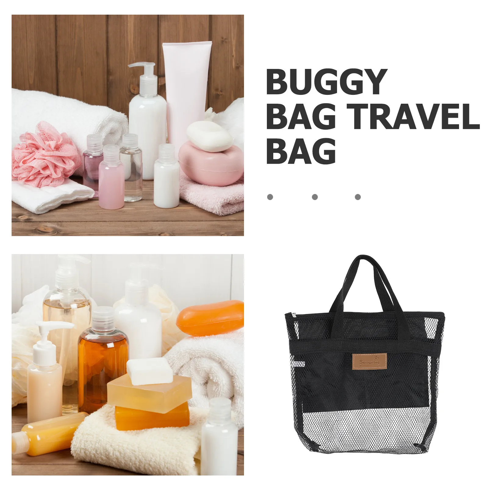 2Pcs Mesh Swim Bag Portable Shower Caddy Tote Two Pockets Quick Dry Beach Pool Bag Mesh Travel Toiletry Organizer