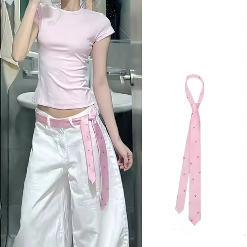 Long Skinny Plaid Waist Belt With Jeans Necktie Scarf Decorative Accessory Personality Trendy Hairband Fashionable Accessory - Image 2