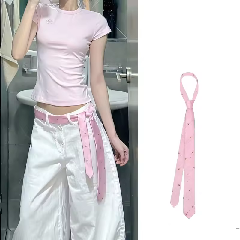 Long Skinny Plaid Waist Belt With Jeans Necktie Scarf Decorative Accessory Personality Trendy Hairband Fashionable Accessory - Image 2