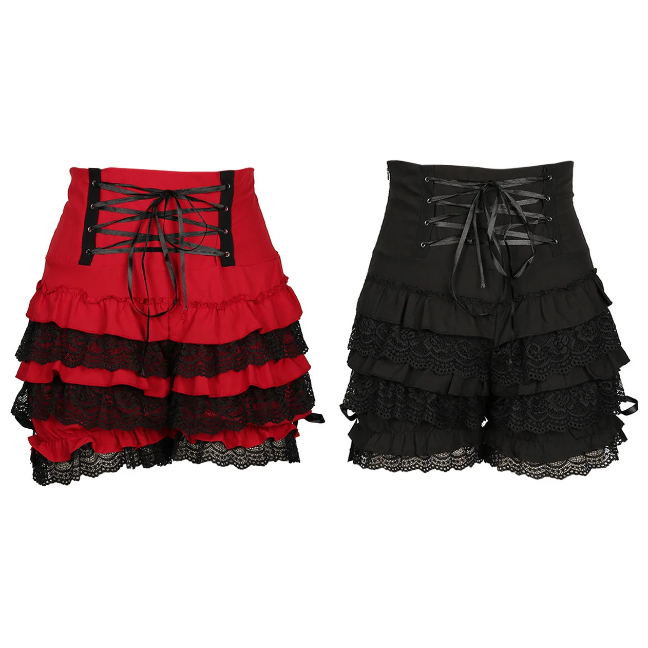 

Черные викторианские готические стимпанк, Лолита, горничная, кружевные брюки с рюшами и тыквой, шаровары, шорты, хлопковые шорты с высокой талией, панталоны