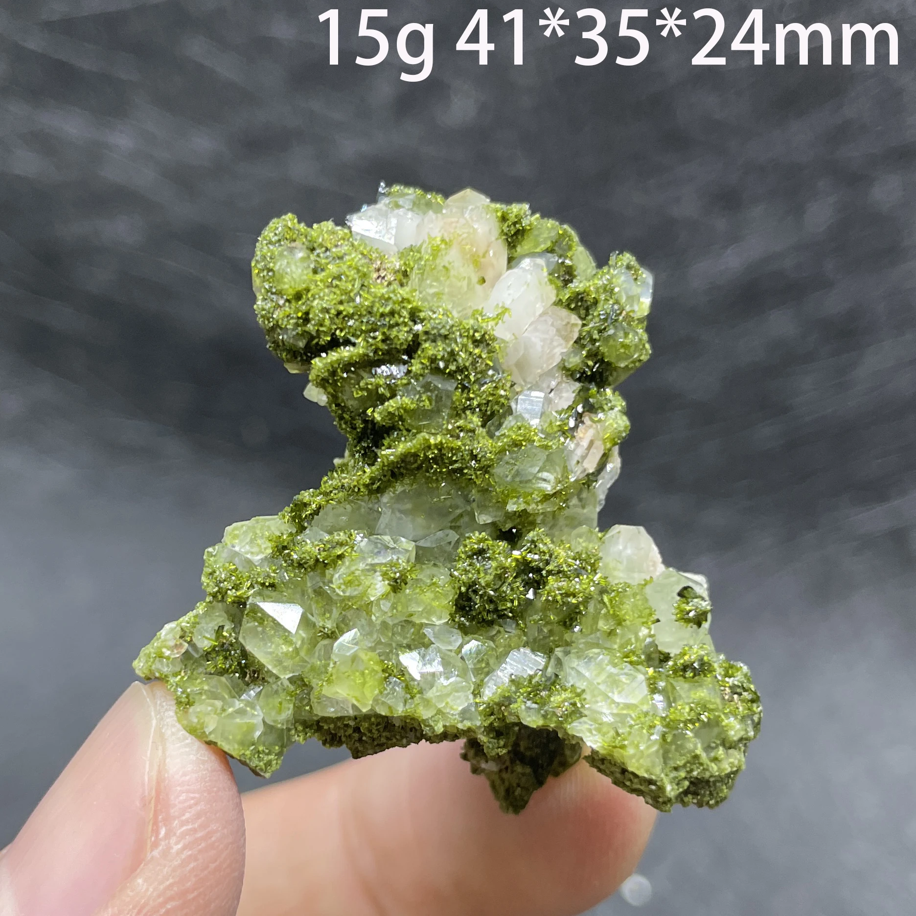 Natural Green Epidote Clear Quartz Crystal Symbiosis Rough Specimen Rock Healing Teaching Stone Home Decor
