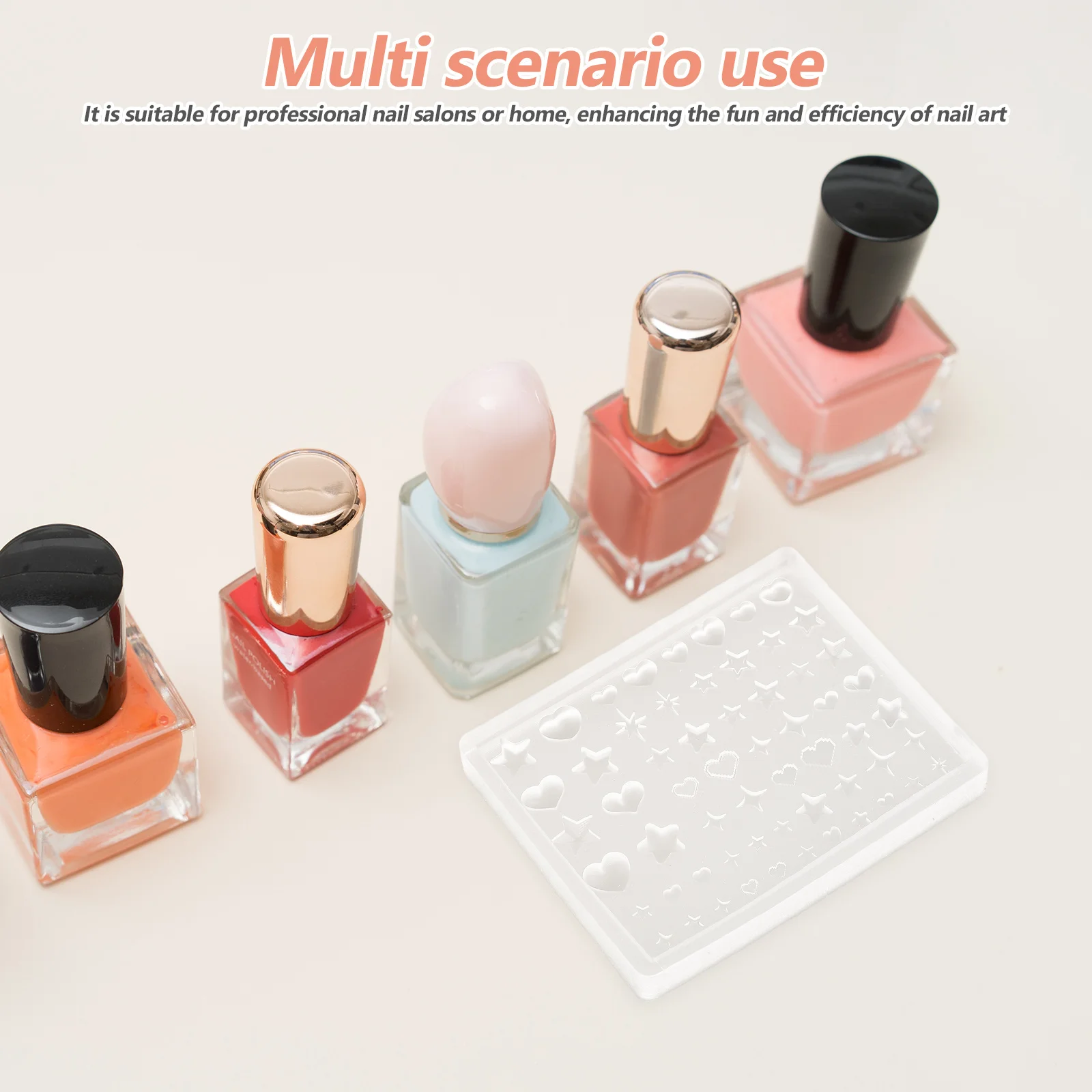 

2Pcs Nail Art Molds Silicone 3D Easy Demolding DIY Manicure Decorative Gel Art Mold for Women Home Salon Use