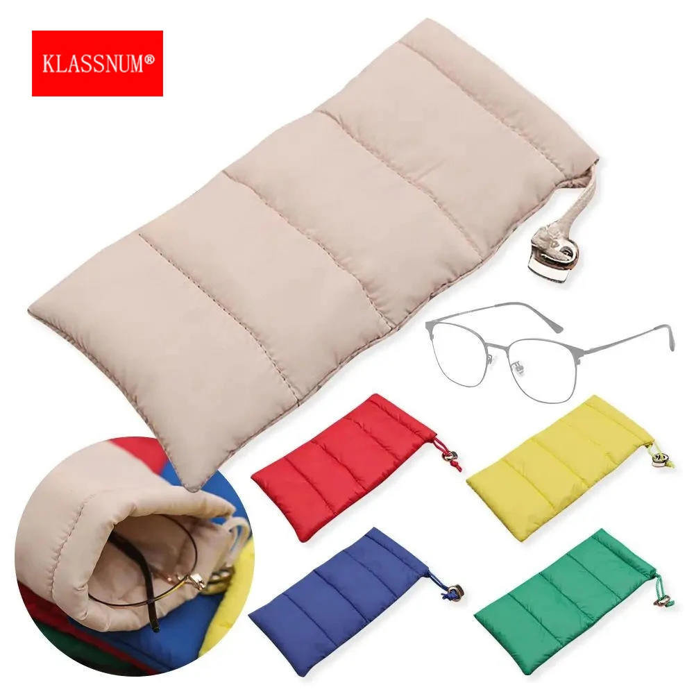 KLASSNUM Men Women Portable Soft Drawstring Storage Bag Down Cotton Reading Eyewear Case Myopia Glasses Sunglasses Box Holder
