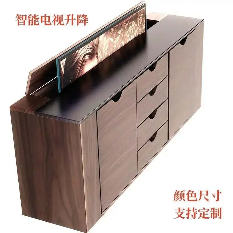 YX Hidden intelligent lifting integrated TV cabinet medium antique high-end living room home simple