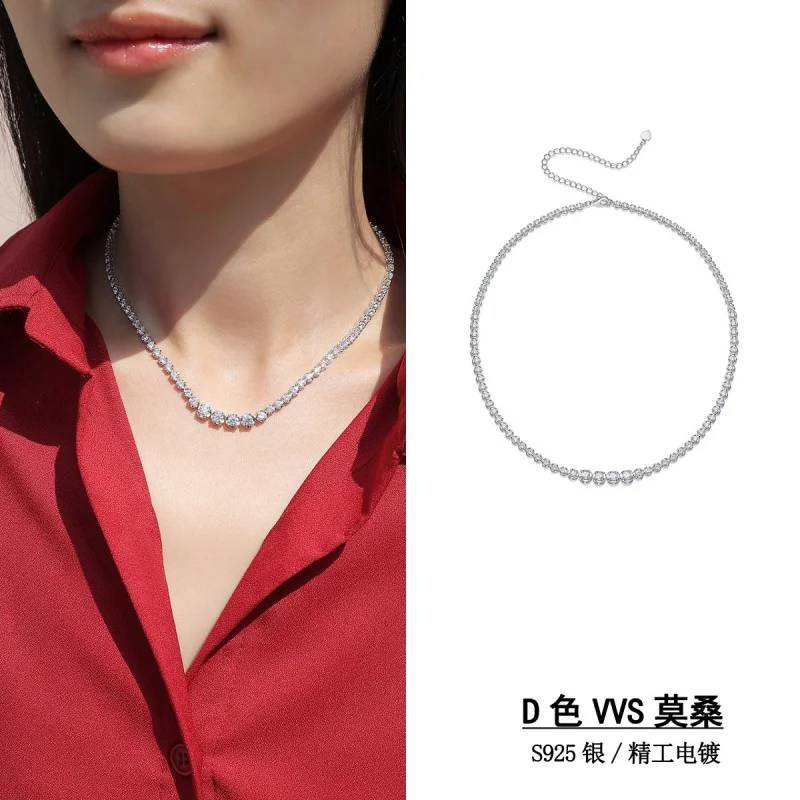 

S925 silver Mozambican stone necklace in the name of light temperament collarbone chain