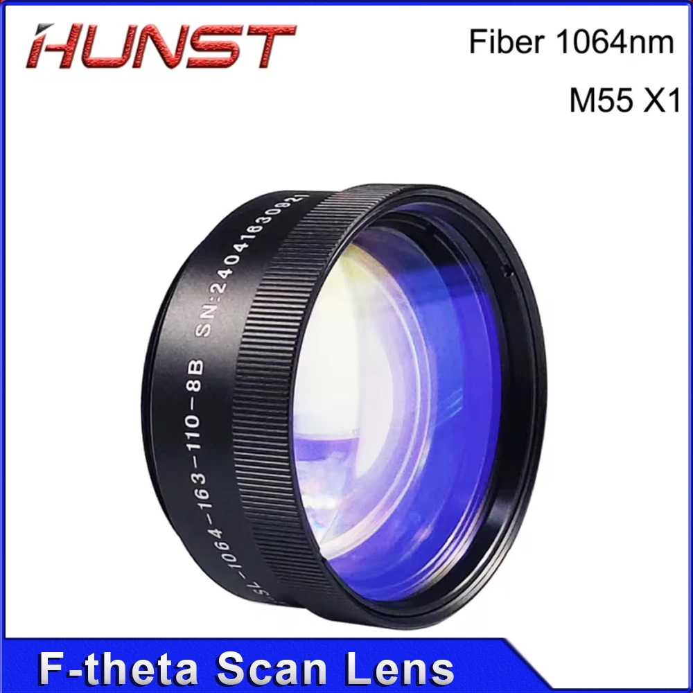 Детали сканирующей линзы HUNST F-theta, резьба M55, 1064 нм, гальванометр, полевая линза, подходит для волоконной лазерной маркировочной машины YAG 1064 нм