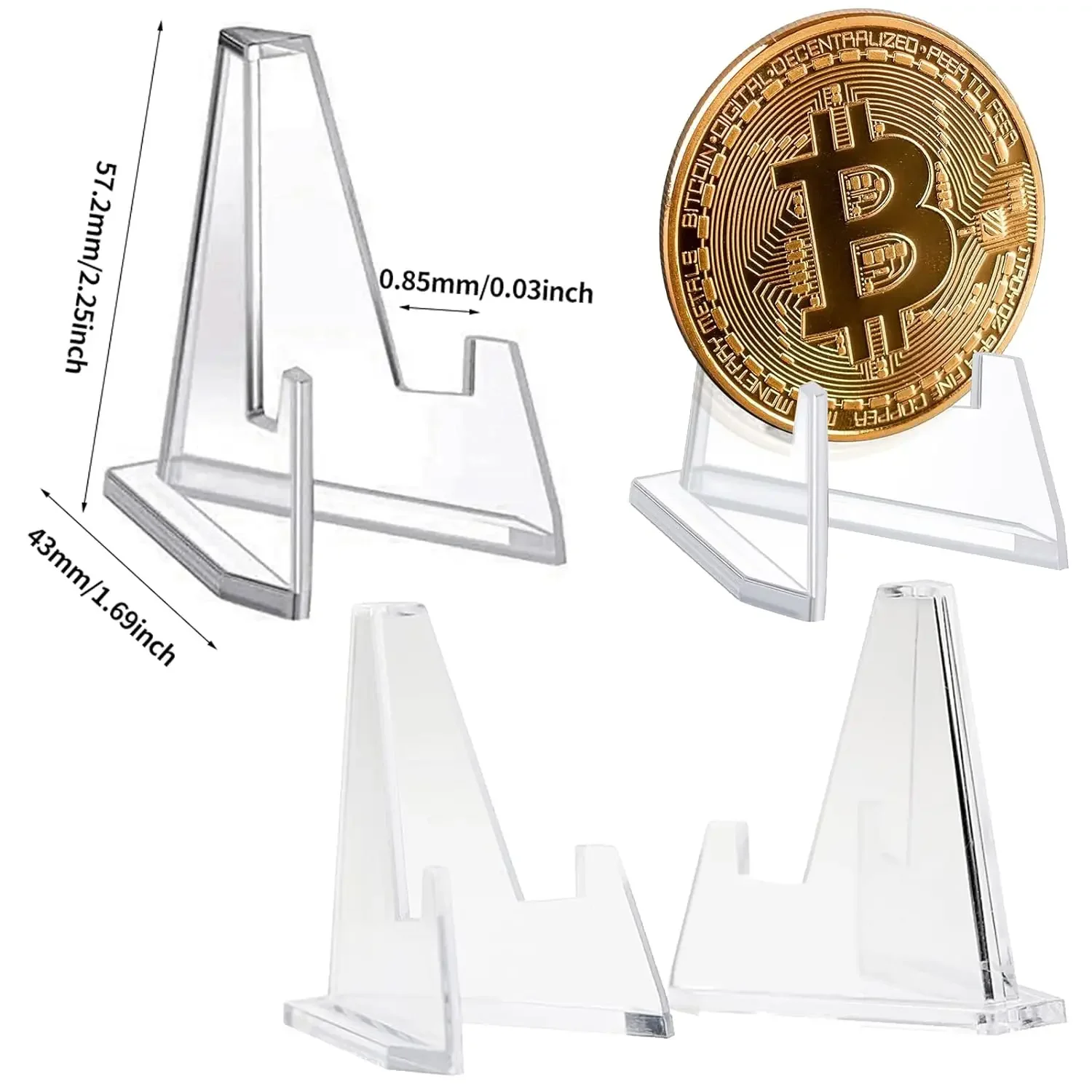 10Pcs Clear Acrylic Coin Display Stand Holders Medallion Coin Triangle Bracket Display Stand Easel Card Support Racks