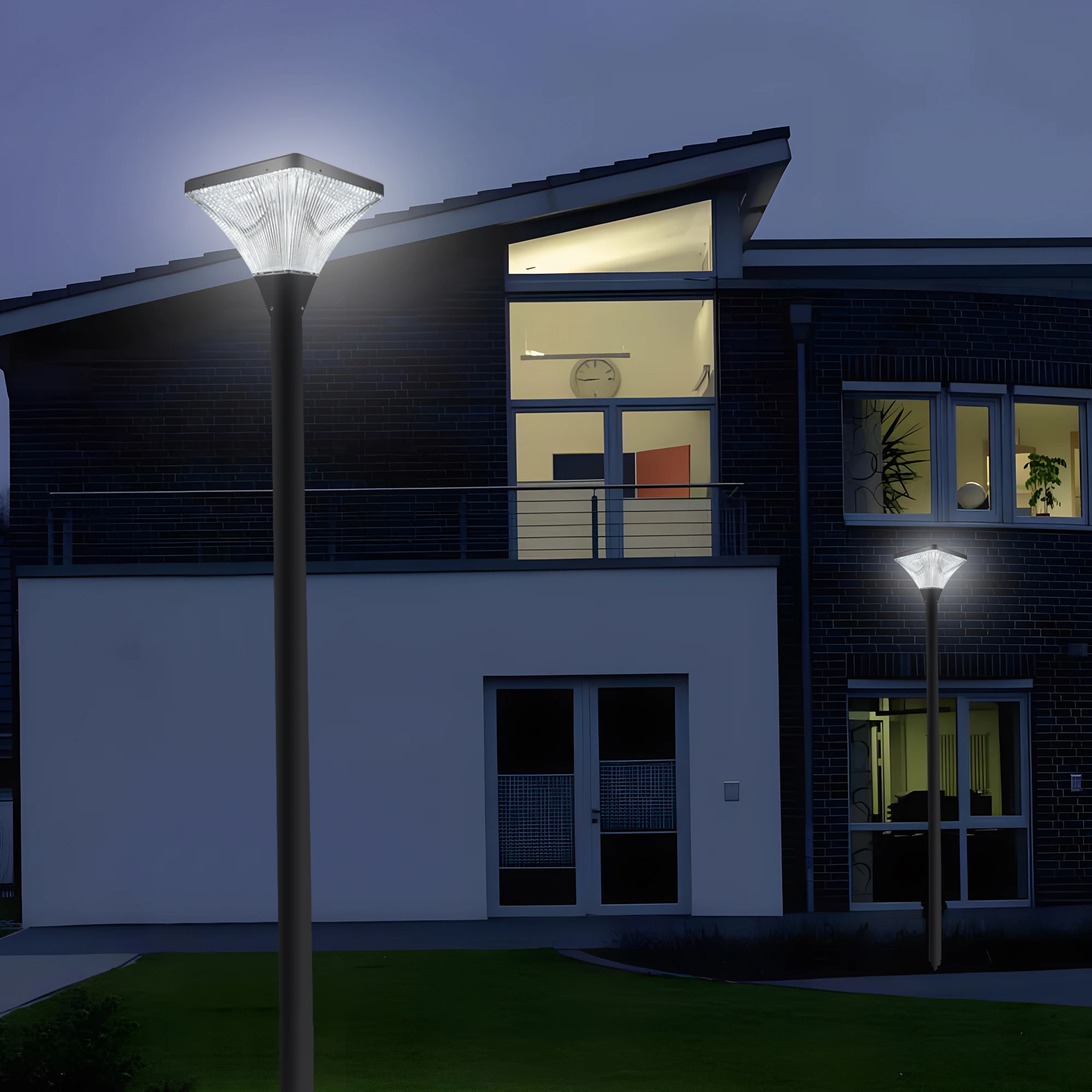 

Solar Powered LED Outdoor Post Light with Remote Control, Waterproof Dimmable Pillar Lights,Adjustable Brightness&Timer Function