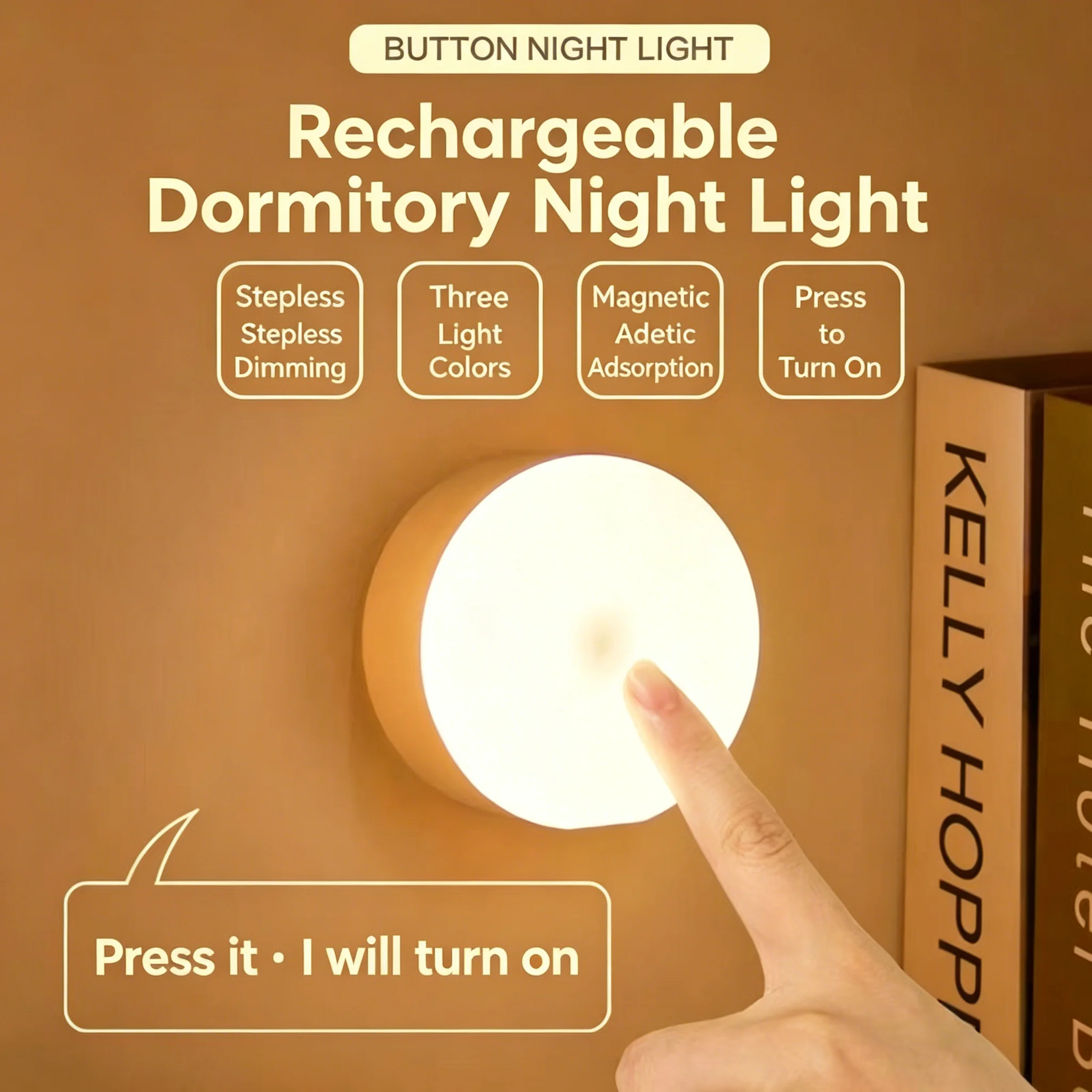 Rechargeable LED Desk Lamp Eye Protection Study Reading Light Magnetic Touch Control Night for Dorm Bedroom Bedside