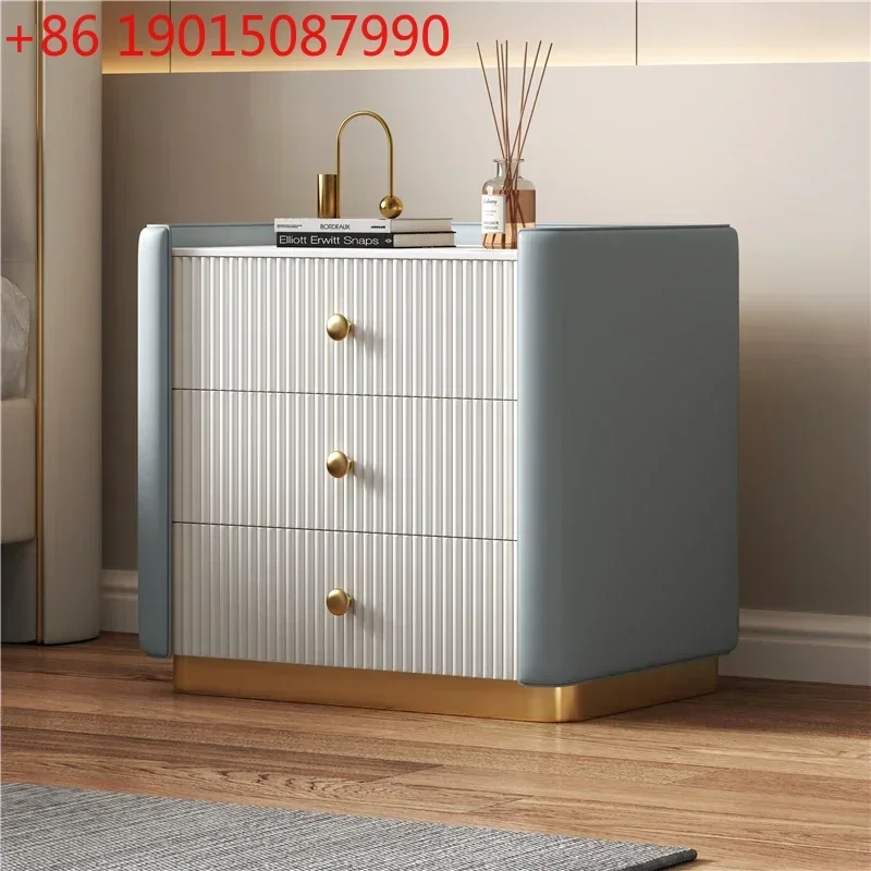 xzbedside table, three-drawer simple chest cabinet, rock slab countertop, bedroom paint bedside, three-bucket cabinet