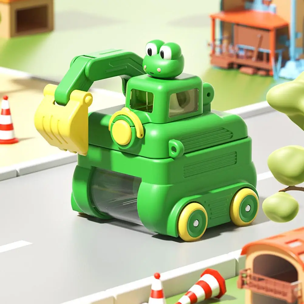 Portable Water Cup Excavator Shape with Strap Excavator Water Bottle for Kids 500ml Leak-proof Straw Cup with for School