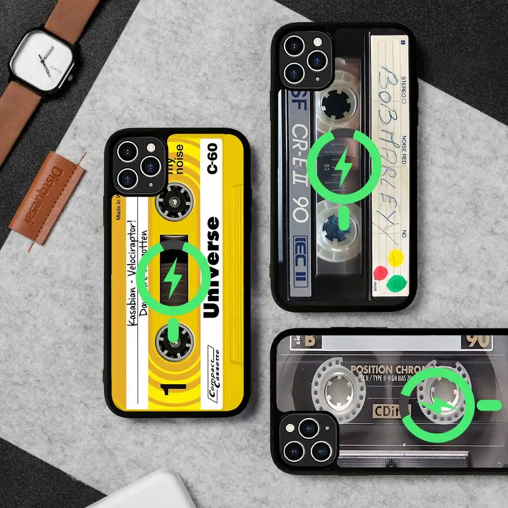 Retro-Kassetten-Telefonhülle für iPhone 17 16 15 14 13 12 11 Pro Max Plus für Magsafe Magnetschale