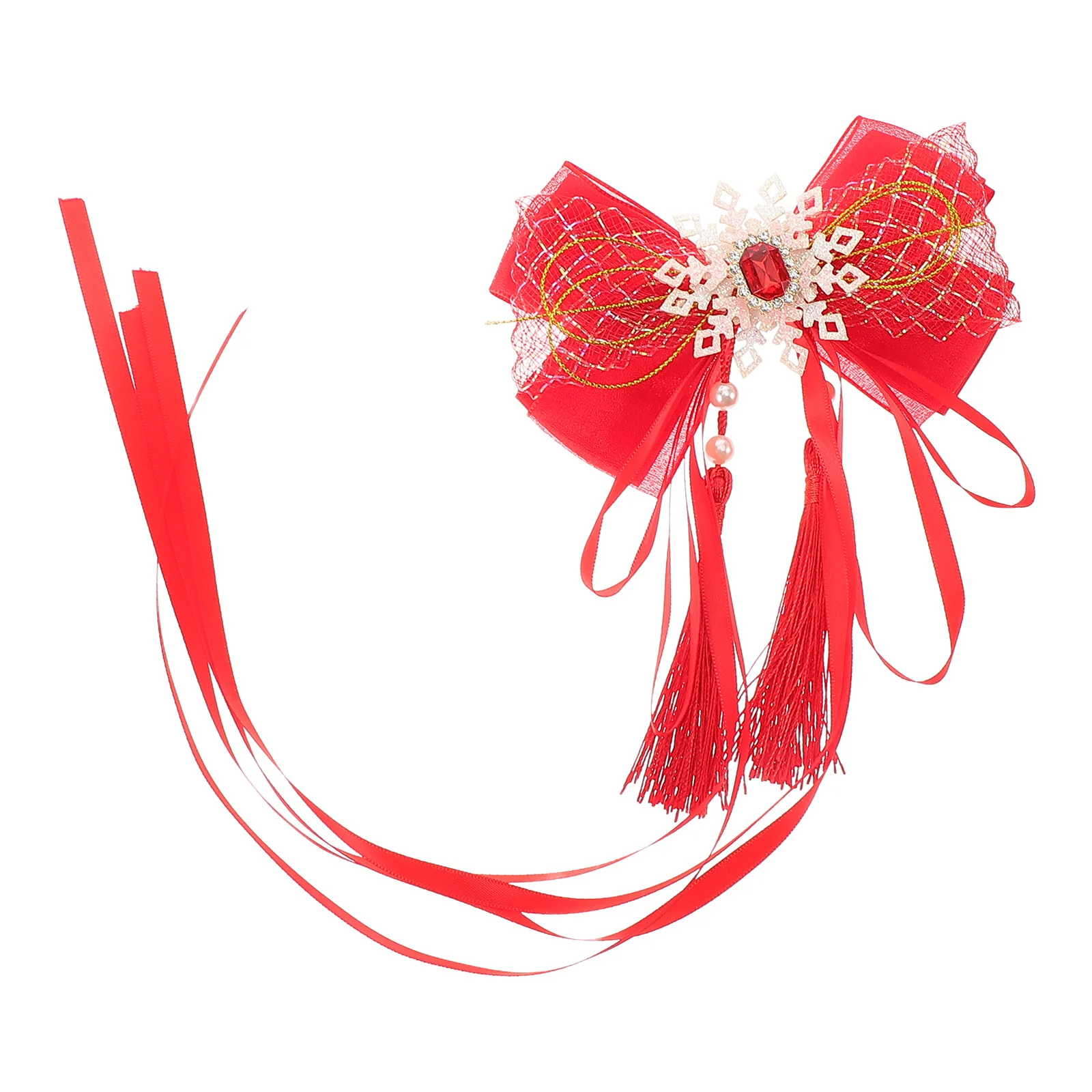 

Children Hair Accessories Girls Bow Fantasy Clip Red Yarn Gauze Hairclip Trendy Durable Secure Hairstyle Enhancement for Parties