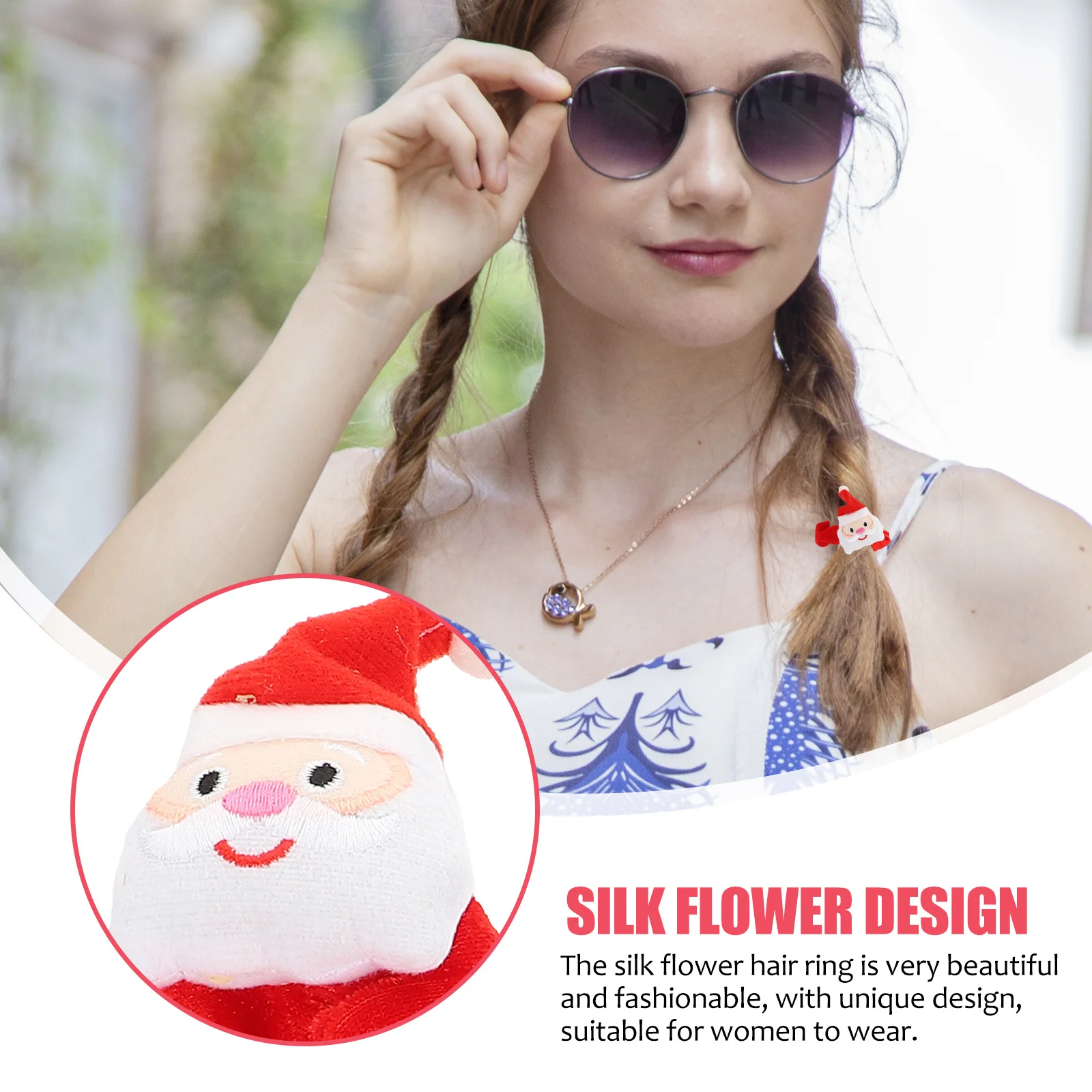 

6Pcs Christmas Hair Bands Cartoon Pattern Elastic Ponytail Scrunchies Holiday Accessories Kids Adults Hair Bands