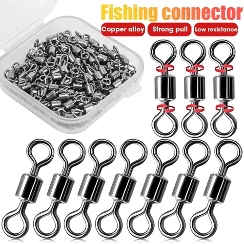 Imagen 2 del producto Anzuelos de pesca de carpa de acero inoxidable, cebo, anillo sólido, aparejo giratorio, rodamiento, conector de pesca giratorio, herramientas de pesca con caña