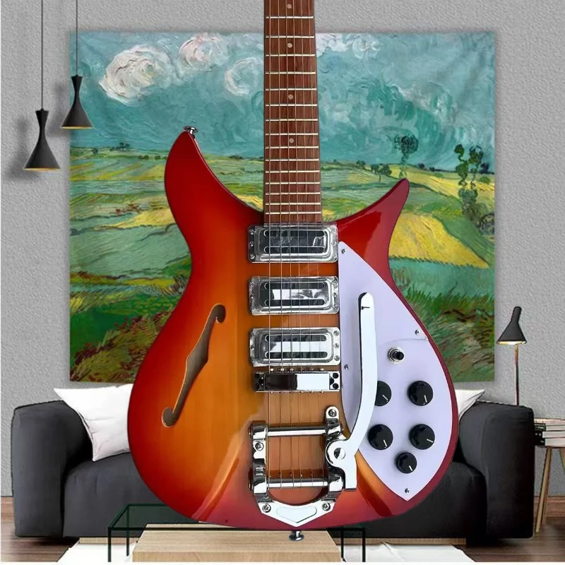 Lennon Style Unique Semi-Hollow 325 Electric Guitar 3 Pickups Semi-Hollow Fireglo Sunburst British Retro Guitar Free Shipping