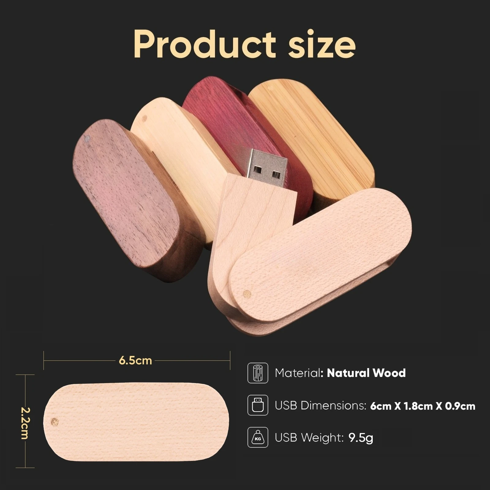 Free Custom Logo USB Flash Drive 128GB Rotatable Wooden Pen Drive 64GB Business Gift Pendrive 32GB Key Chain Memory Stick U Disk