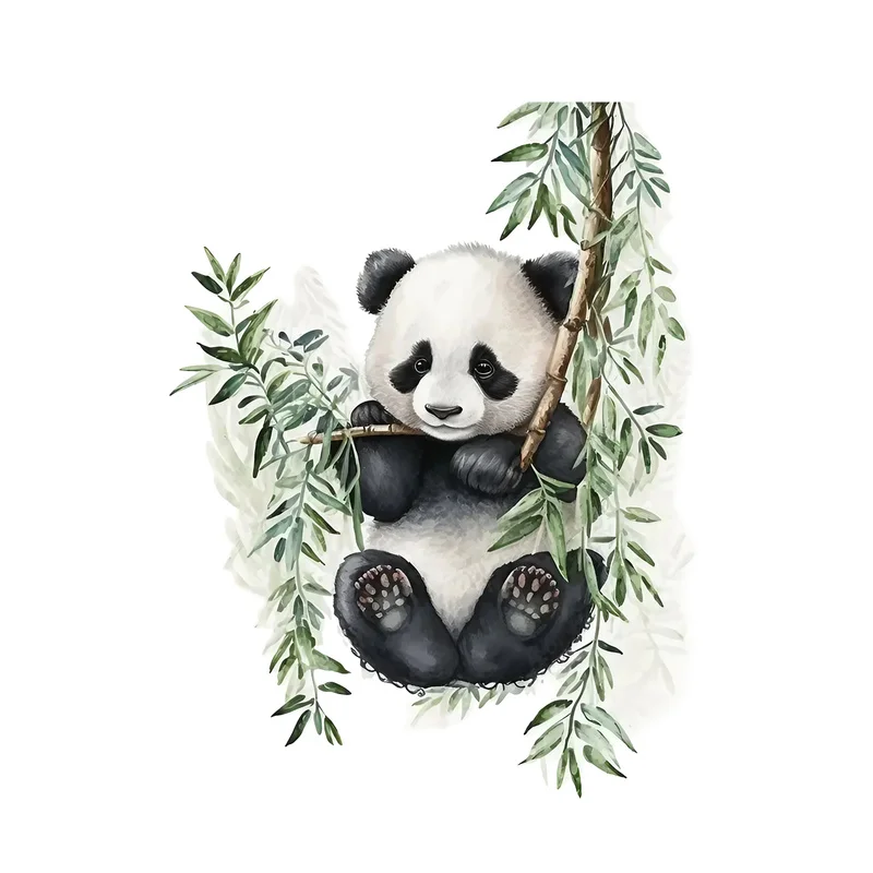 ملصقات جدار فرع شجرة الباندا لغرفة المعيشة وغرفة النوم وخزانة ديكور خلفية المنزل شارات جدارية ذاتية اللصق #5
