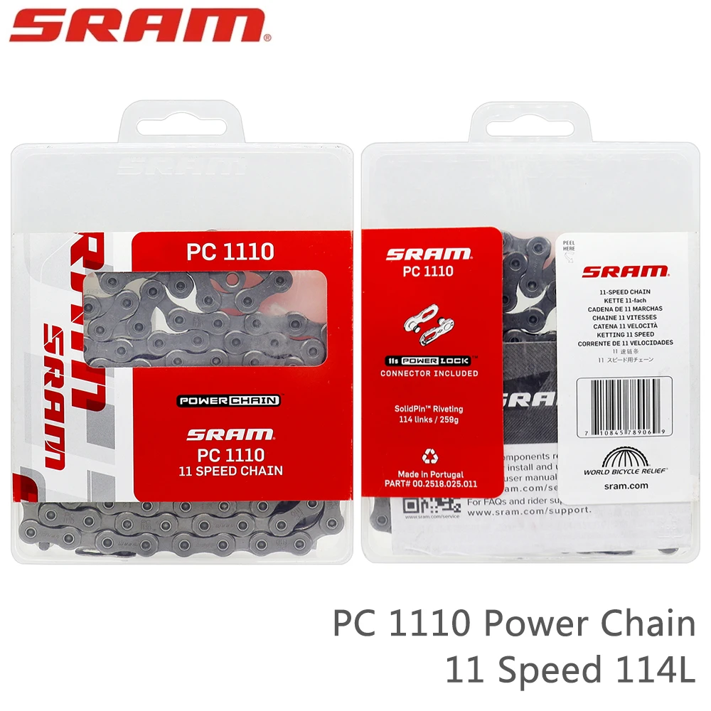 

SRAM 11-скоростная велосипедная цепь PC 1110 114 звеньев PowerLock сплошной штифт цепь для горного и шоссейного велосипеда оригинальные детали велосипеда