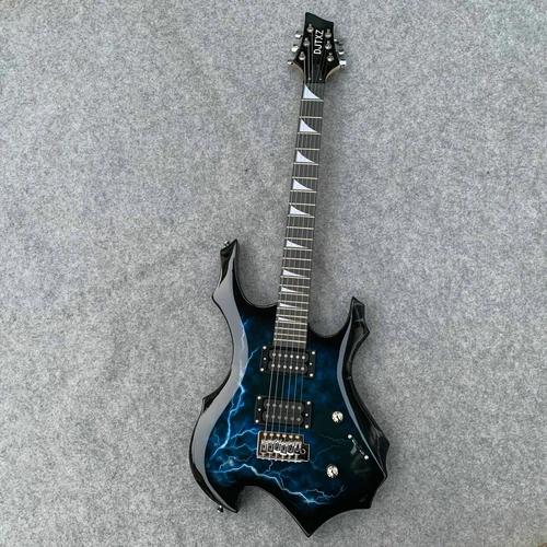 Guitarra eléctrica con gráfico Lightning Bolt llamativo: máquina de rock Eye-Candy, configuración profesional incluida