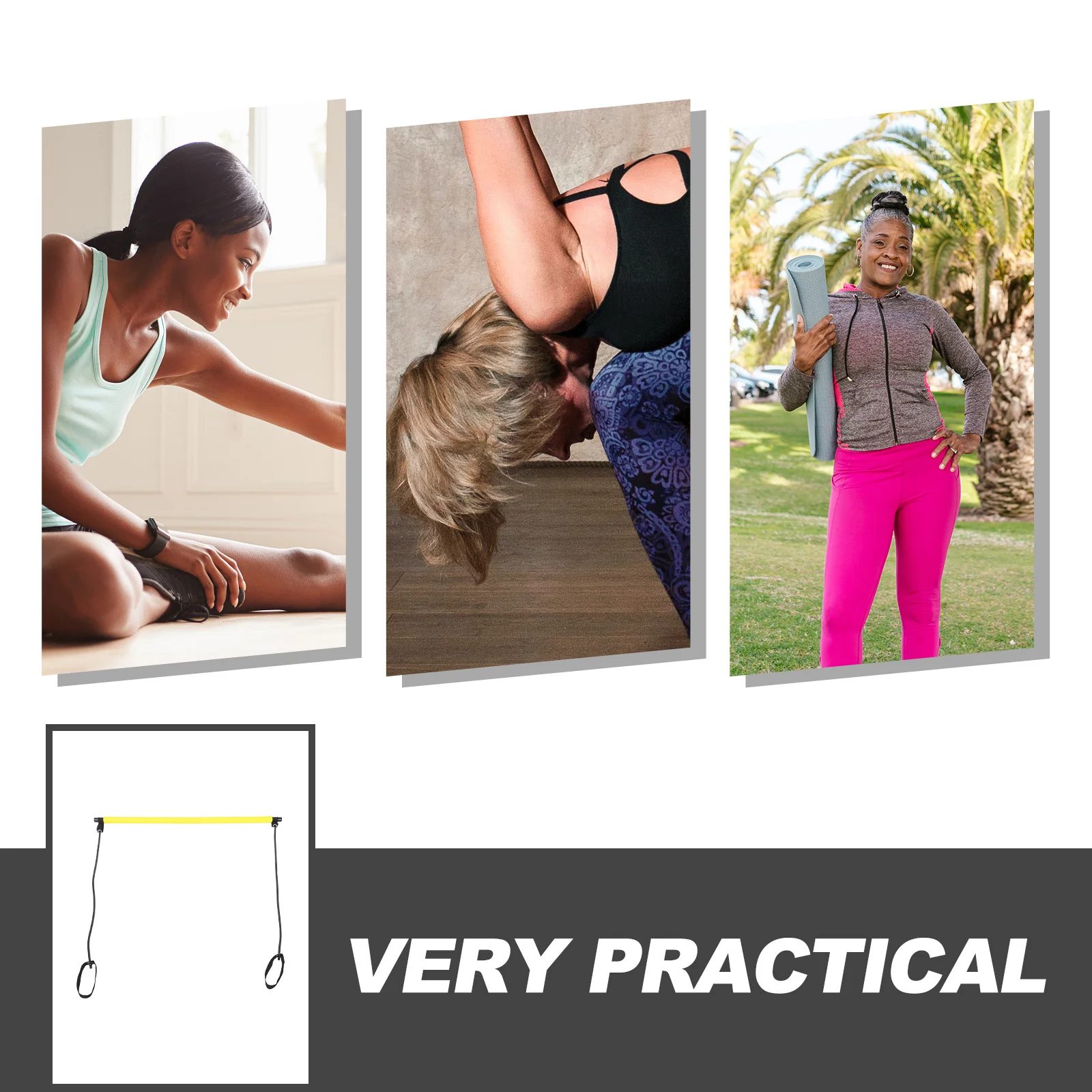 

Yoga Fitness Band Pilates Bar Equipment Resistance Straps Whole Body Strengthening Anytime Anywhere Pocket Size Perfect for All