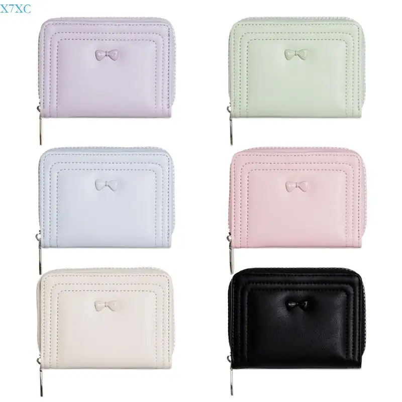 

X7XC Bifold Cash Card Holder Bag Compact Wallet PU Leather Purse Short Wallets