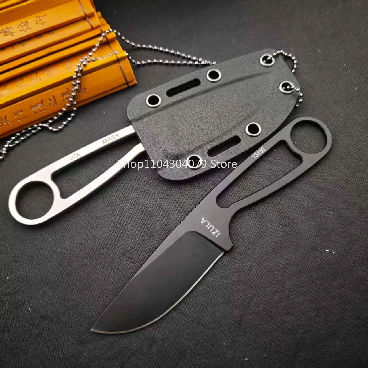 IZULA Stainless Steel Fixed Blade with Sheath Pocket Knife Portable Utility Tool Camping Fishing Hiking Outdoor Daily Cutter EDC