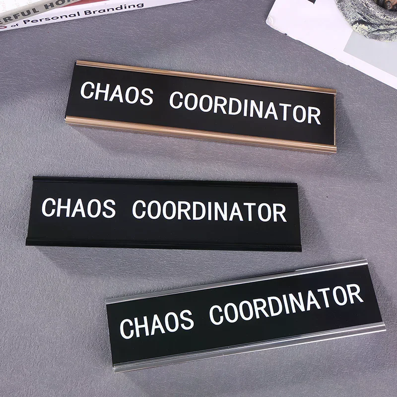 Position Card Chaos Coordinator Office Decor Desk Sign Funny Signs Work Supplies For Women Metal Name Plate
