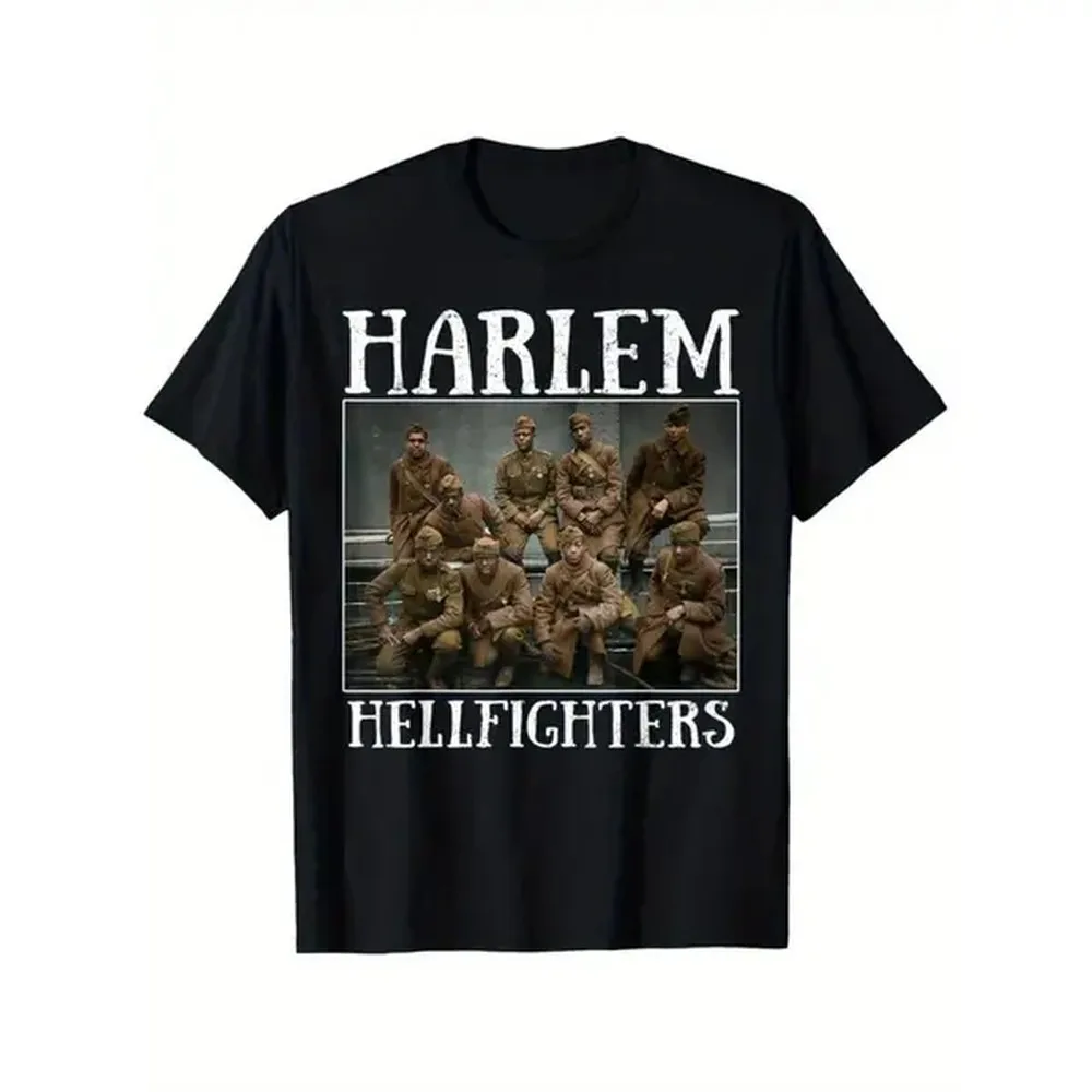 100% Cotton Golf Gift T-Shirt For Men and Women Harlem Hellfighters Shirt African-American Black History T-Shirt American Street Soft Touch 100% Pure Cotton Men'S Fashion Trend Casual Letter Printed Round Neck 180g