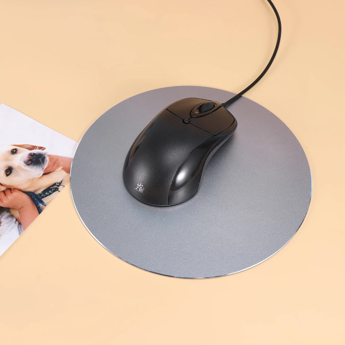 200X200Mm Round Aluminum Mouse Pad Anti-Slip Metal Computer Mouse Mat For Desktop Pc Laptop Gaming Grey