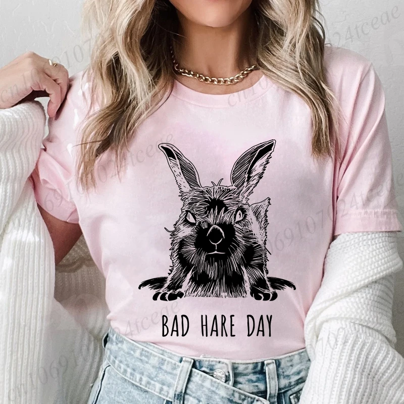 Easter Bunny Women's T-Shirt Funny Easter Shirts for Women Clothing Cute Bunny Graphic Tops Ulzzang Harajuku Hip Hop Streetwear