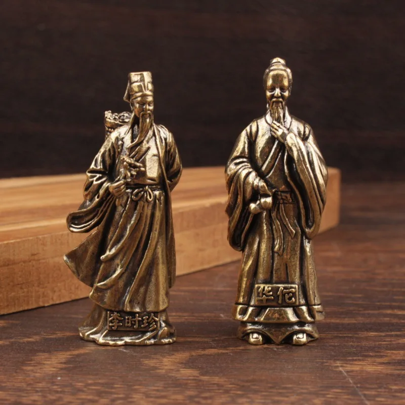 Historical figures Ancient medicine sage Li Shizhen and magic doctor Hua Tuo ornaments are dedicated to bronze statues