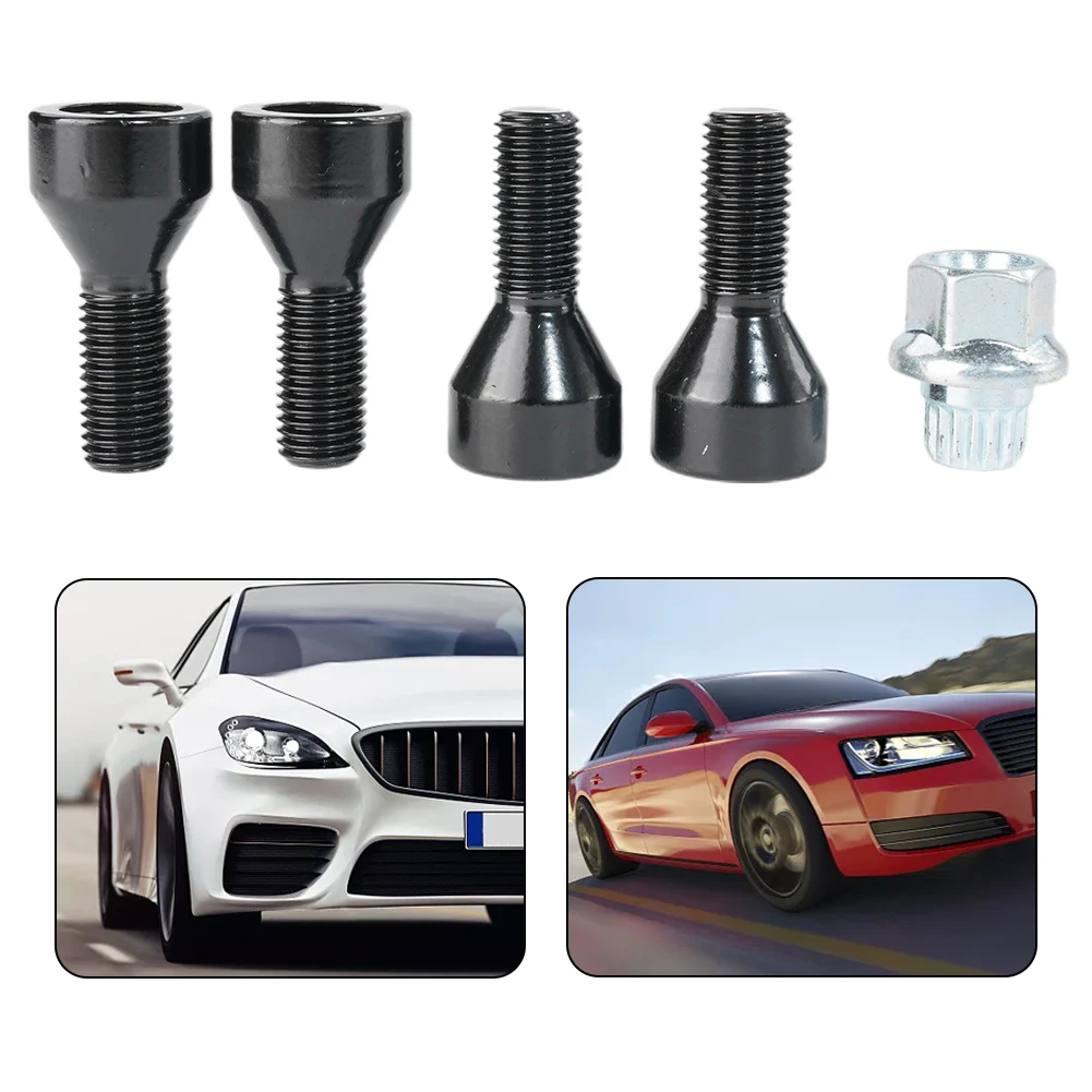 

LOCKING BOLTS Wheel Locking Bolts 36136776076 Silver Stainless Steel 4pc ALLOY WHEEL Black LUG NUTS 1 X Key KEY