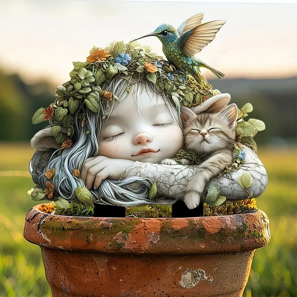 

Acrylic Fairy Garden Art Sculpture Cute Artificial Fairy Mini Figurine Creative Multi functional Garden Floor Plugs Courtyard