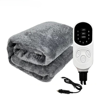 Machine Washable Car Electric Blanket Flannel 12V Heated Travel Blanket 9 Heating Level 3 Auto Off For Car Truck SUV RV Winter