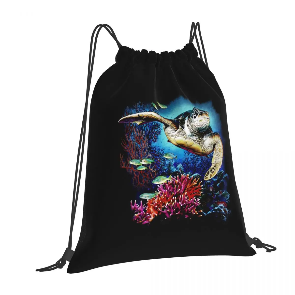 Turtle Reef Backpacks Casual Drawstring Bags Storage Bag Book Bags for Travel School