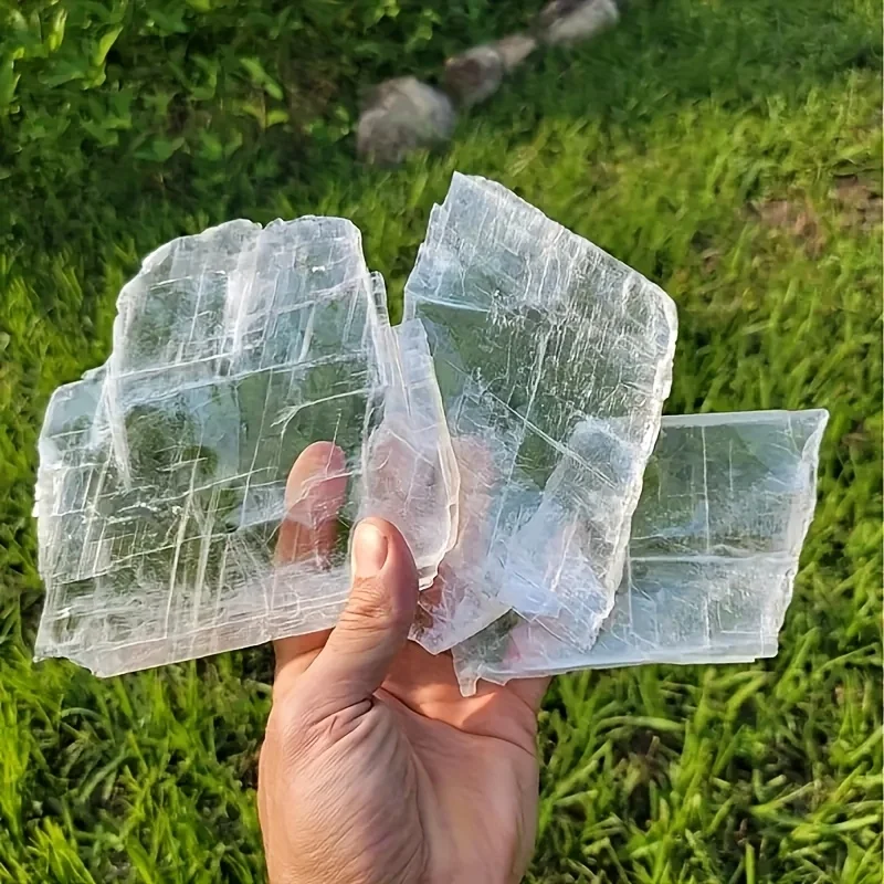 1PC High-Quality Transparent Gypsum Slice - Bohemian Style Crystal Plate for Home & Office Decor,t for Aquariums, Holiday Gifts