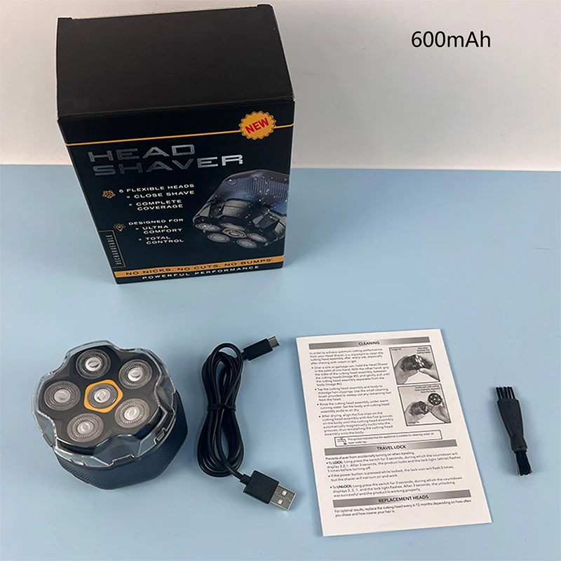 

Плавающая вращающаяся электробритва, перезаряжаемая от USB, водонепроницаемая электробритва со светодиодным дисплеем, лысина