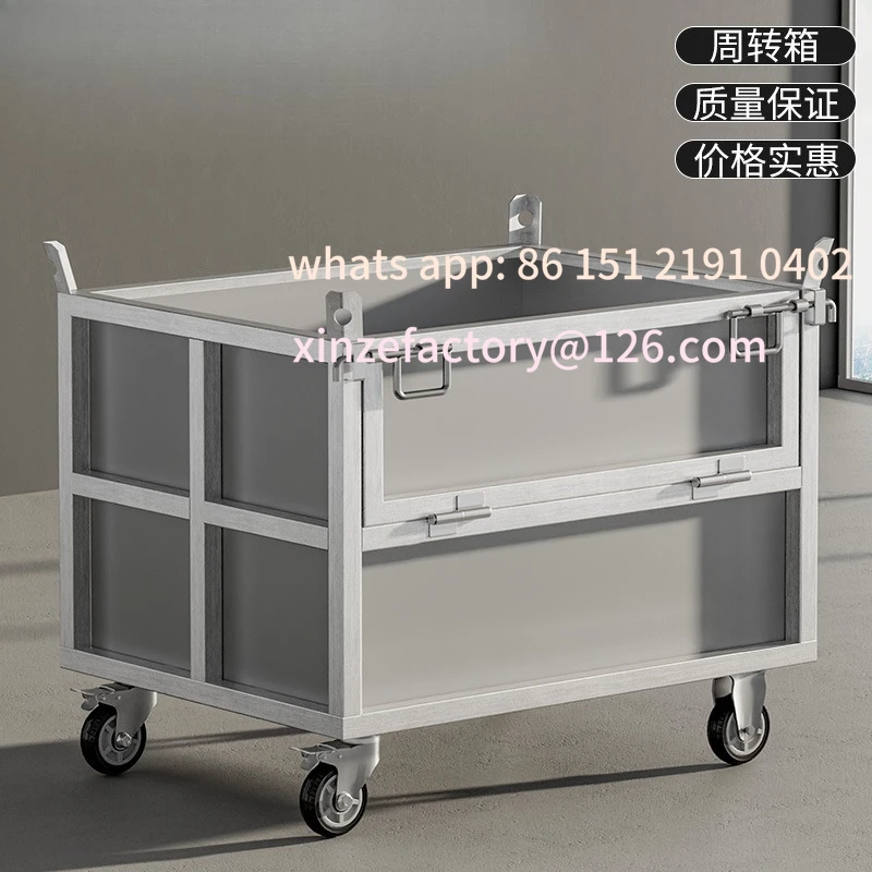 Customizable iron frame Heavy duty iron plate Iron turnover box Metal scrap Large capacity folding stacking parts box