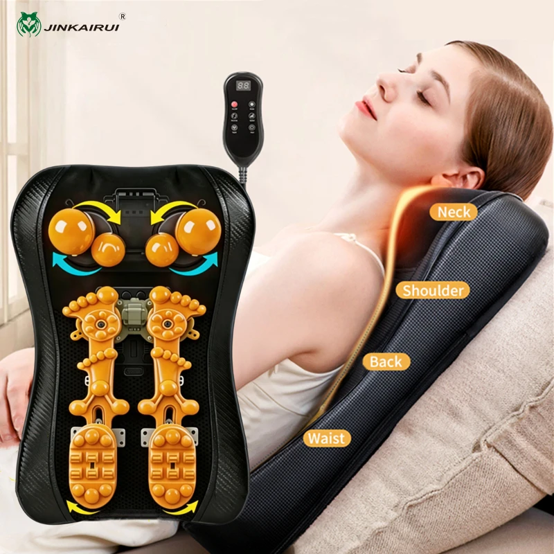 Multifunctional Electric Massage Cushion Neck Shoulder Waist Back Remote Control Deep Kneading Shiatsu Heat Fatigue Relieve Gift