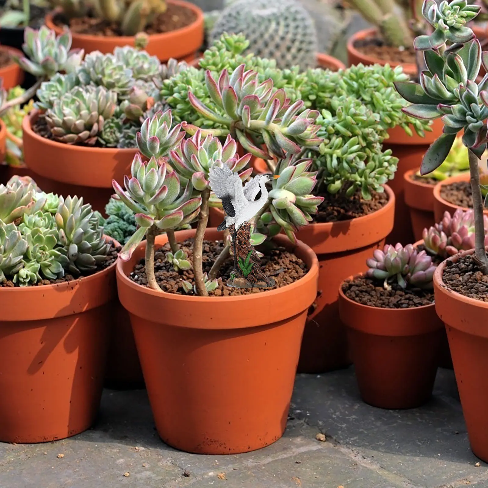 

2PCS Simulation naments Realistic Decor Resin Figure Lifelike Bird Model Garden Decor Miniature Crane Figurine Home Office