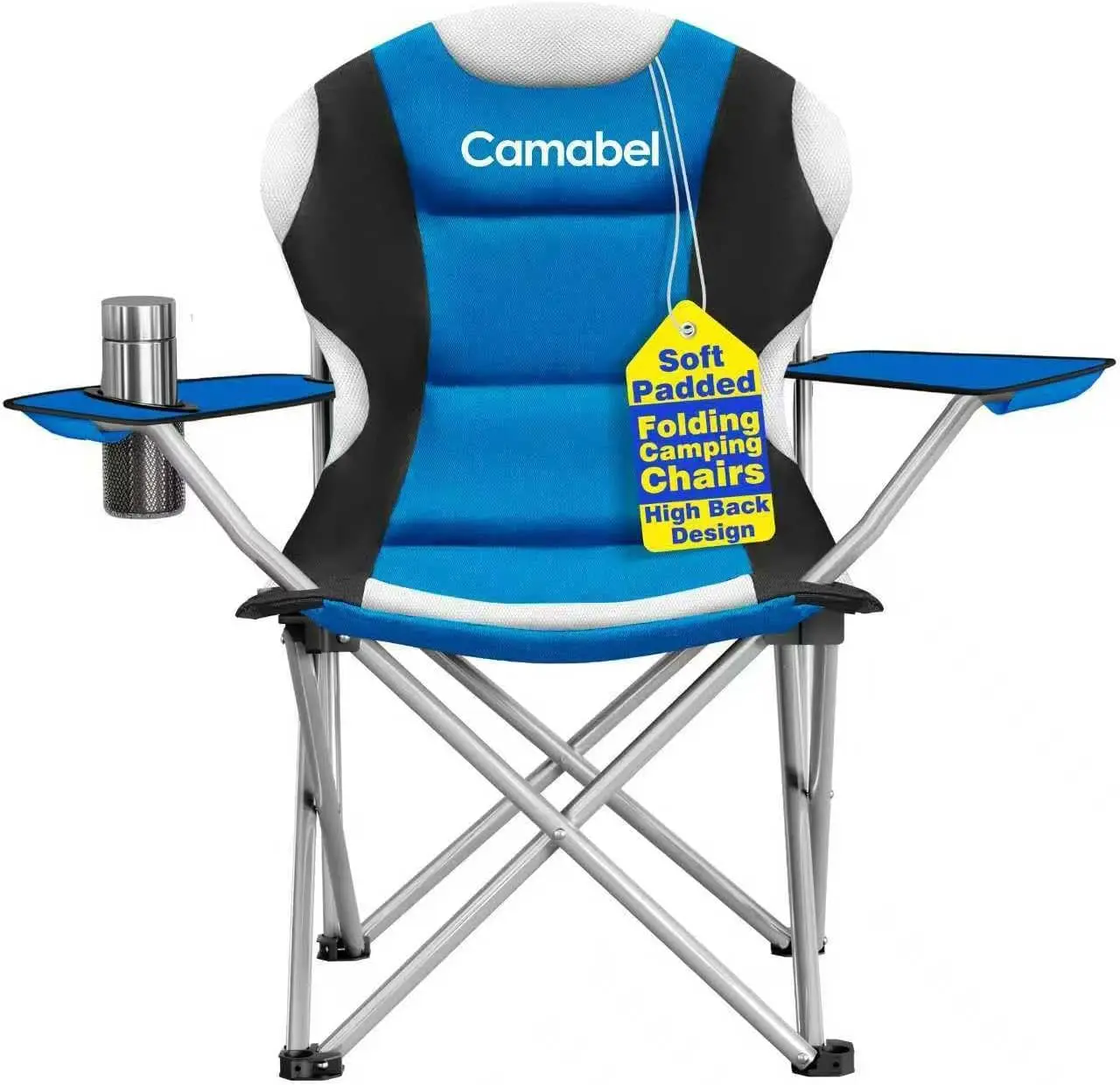 

Folding Camping Chairs Oversized Heavy Duty 400 LBS Sturdy Beach Chair Portable Outdoor Lawn Chairs High Padded Back wit